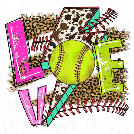 SB 104 – LOVE SOFTBALL WITH LEOPARD AND LIGHTNING