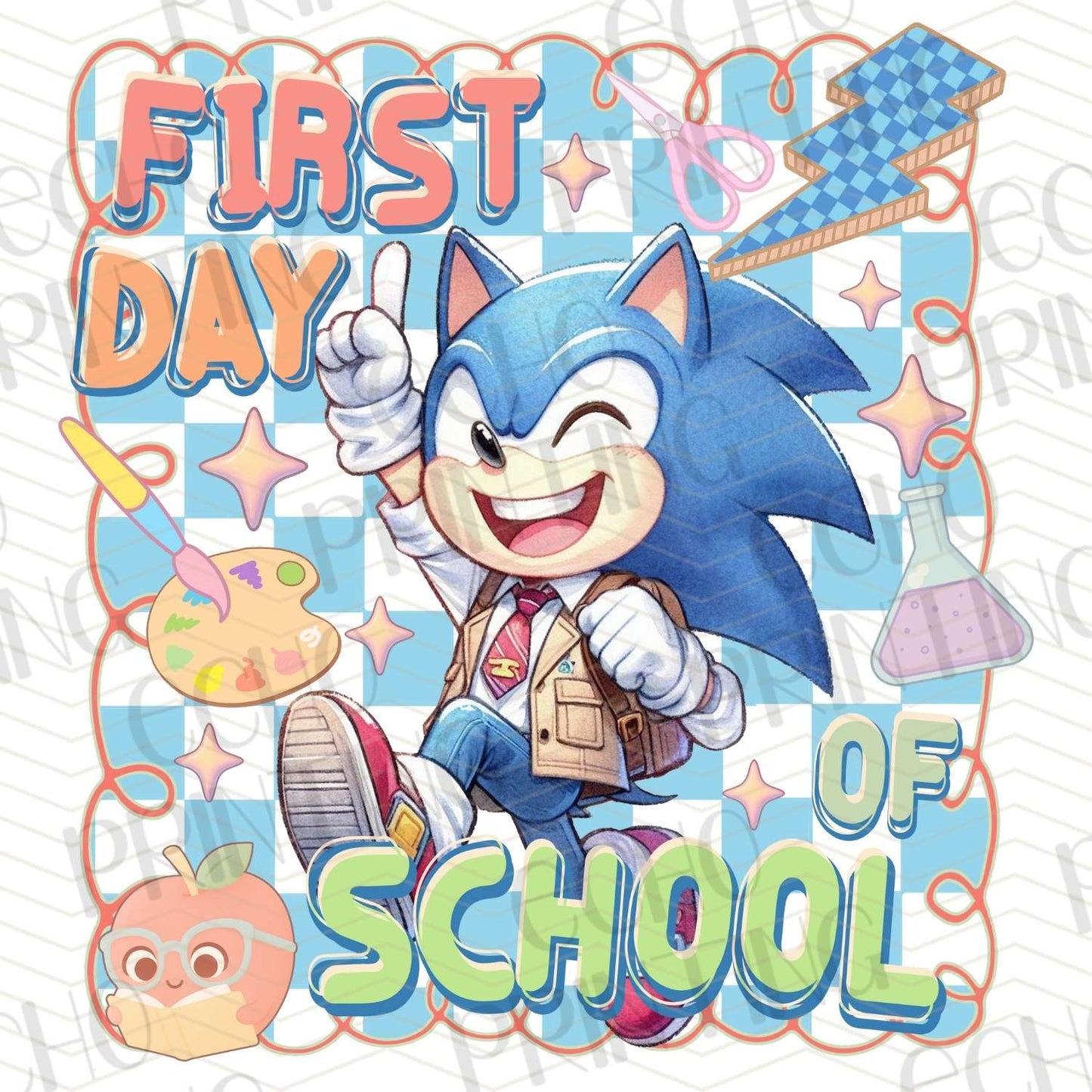 BTSG 186 - BLUE HEDGEHOG FIRST DAY OF SCHOOL SMILING