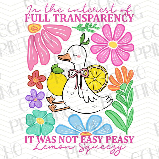 FSS 205 - IN THE INTEREST OF FULL TRANSPARENCY IT WAS NOT EASY PEASY LEMON SQUEEZY