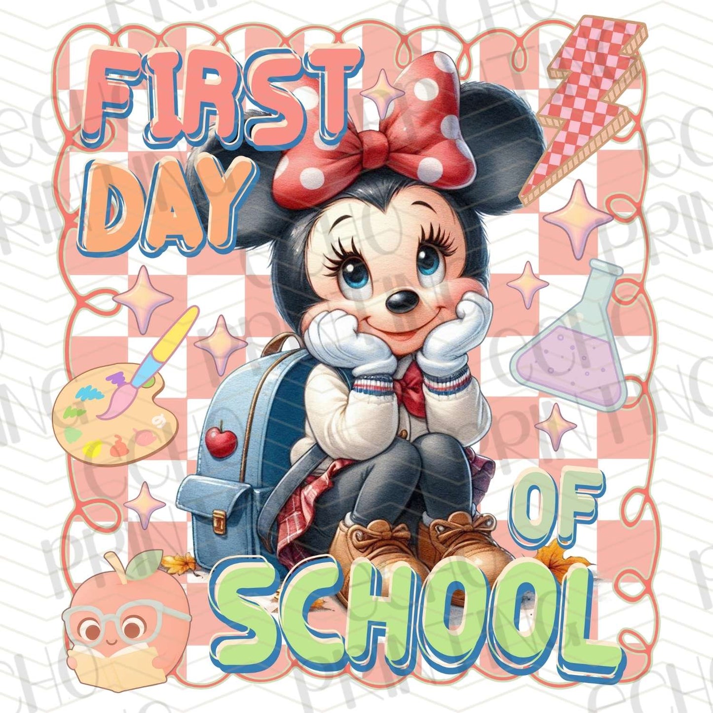 BTSG 210 - MOUSE GIRL FIRST DAY OF SCHOOL PINK BOW