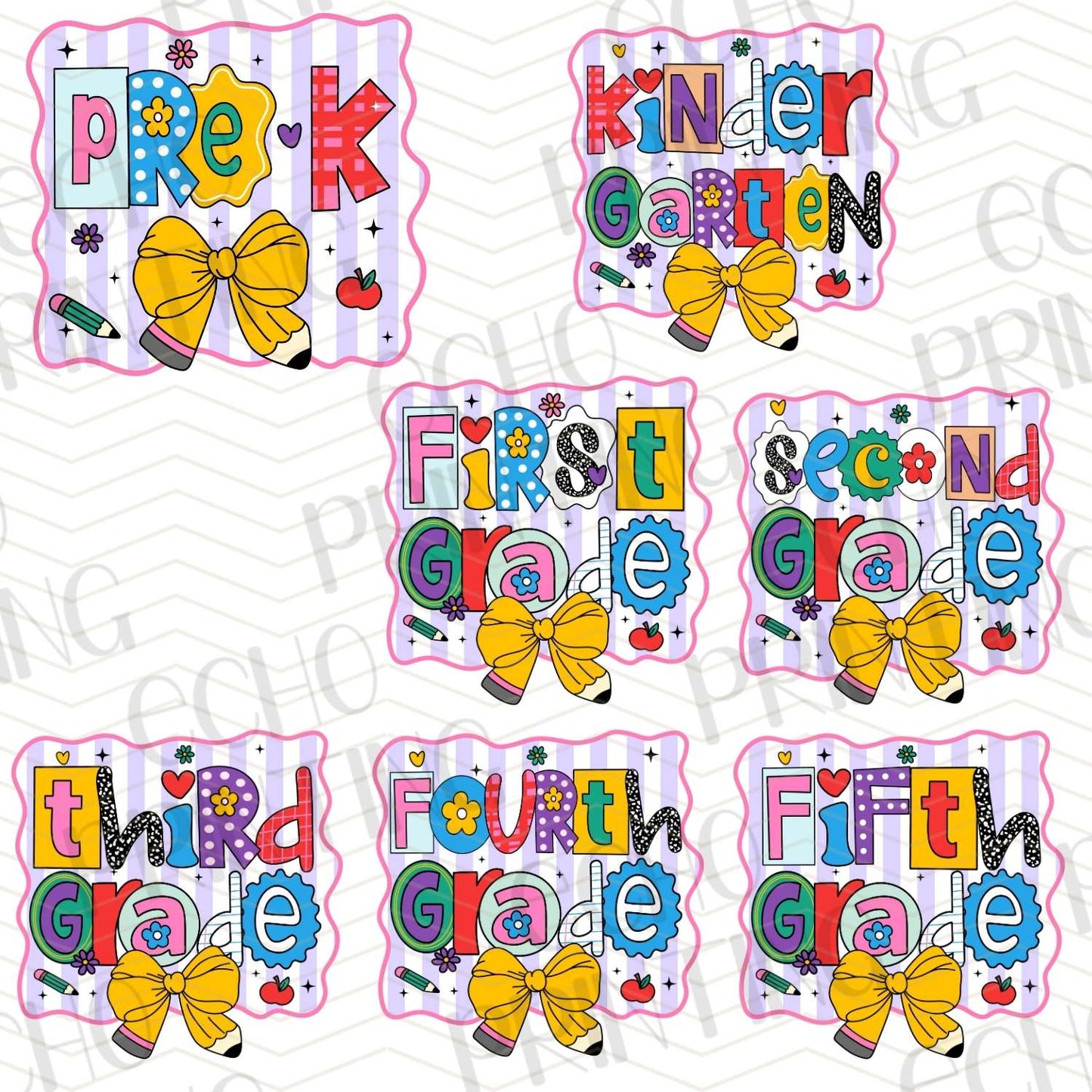 BTS 234 - SCHOOL GRADE TAG SET WITH BOWS
