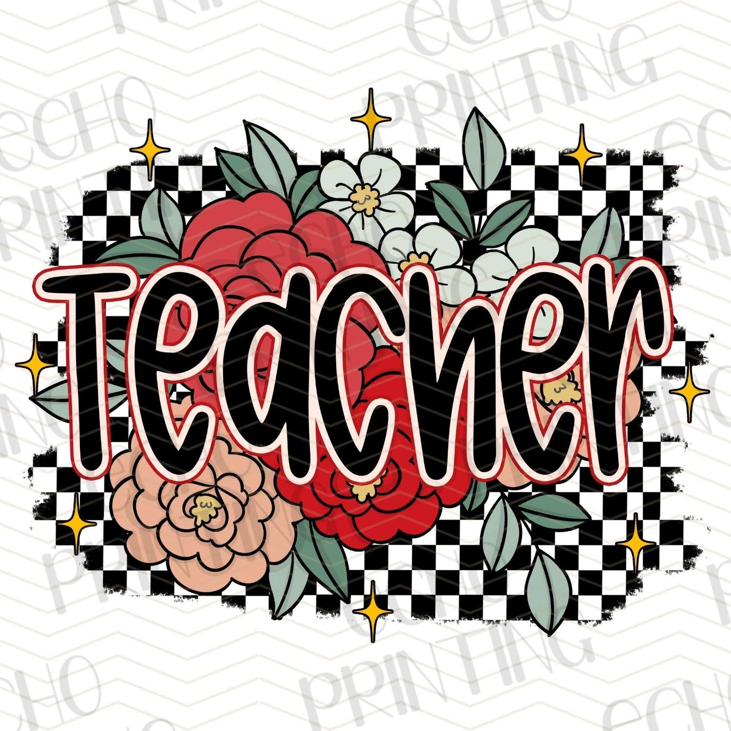 TCHR 359 – BOLD TEACHER WITH BLACK AND WHITE CHECKERS