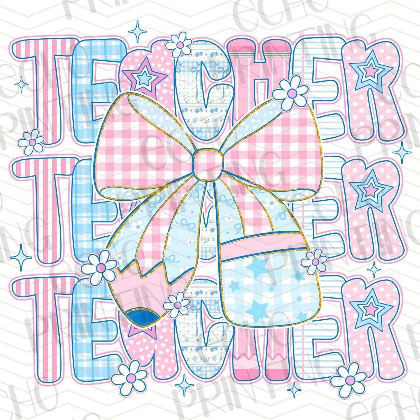 TCHR 382 – PLAID BOW STACKED TEACHER