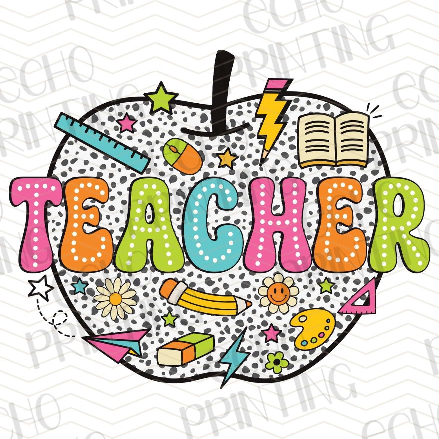 TCHR 394 – COLORFUL APPLE SHAPED TEACHER