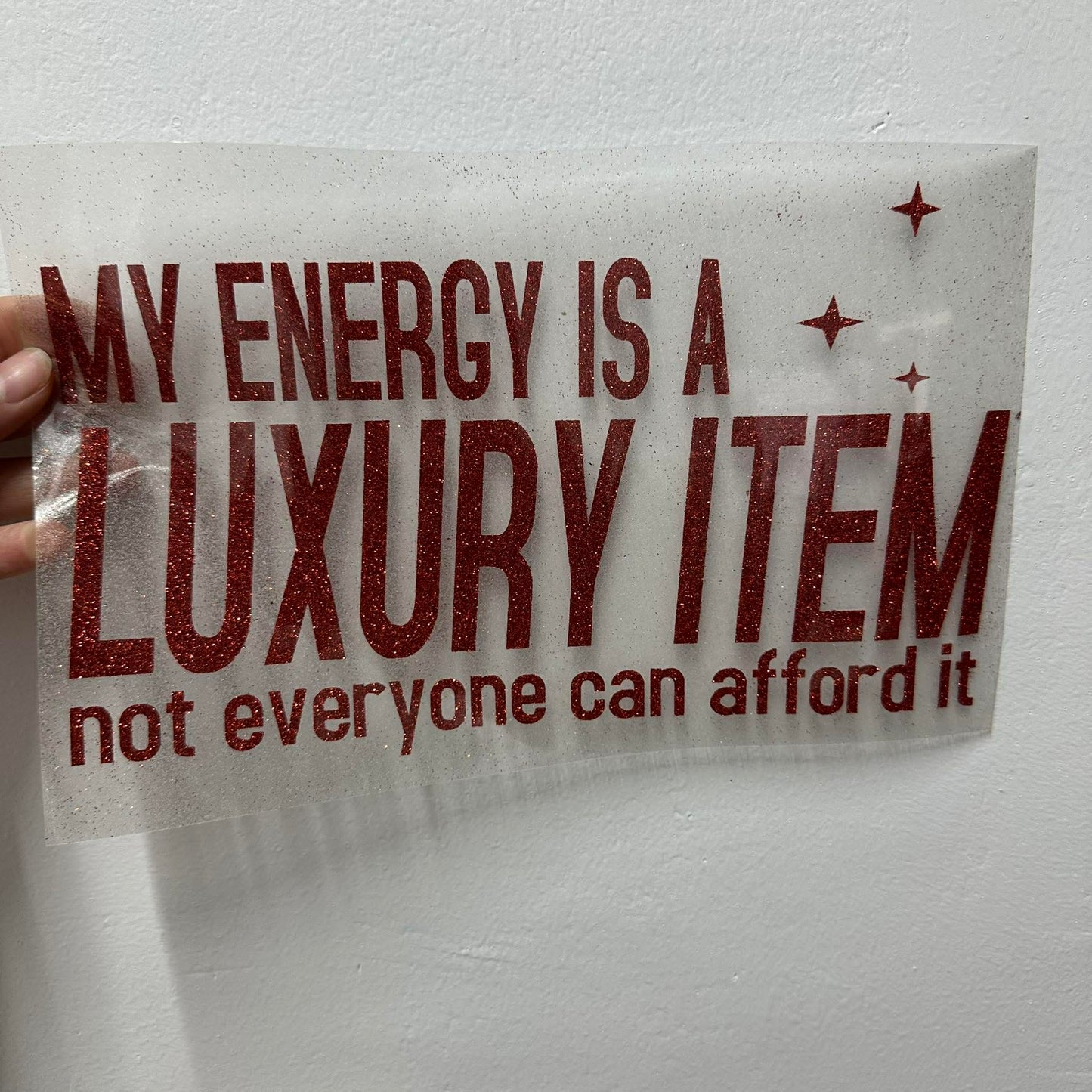 MY ENERGY IS A LUXURY ITEM - RED GLITTER VINYL | RTS 10" ADULT