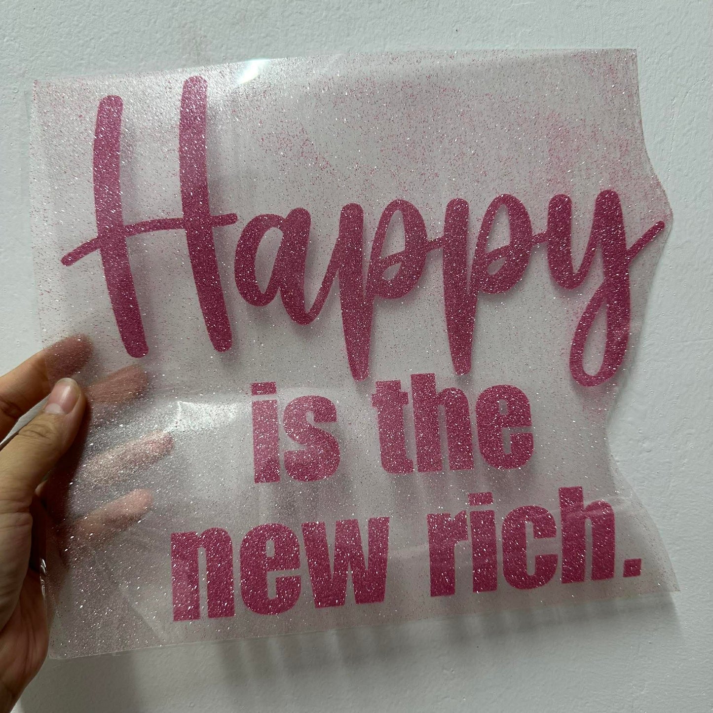 HAPPY IS THE NEW RICH - PINK GLITTER VINYL | RTS 10" ADULT