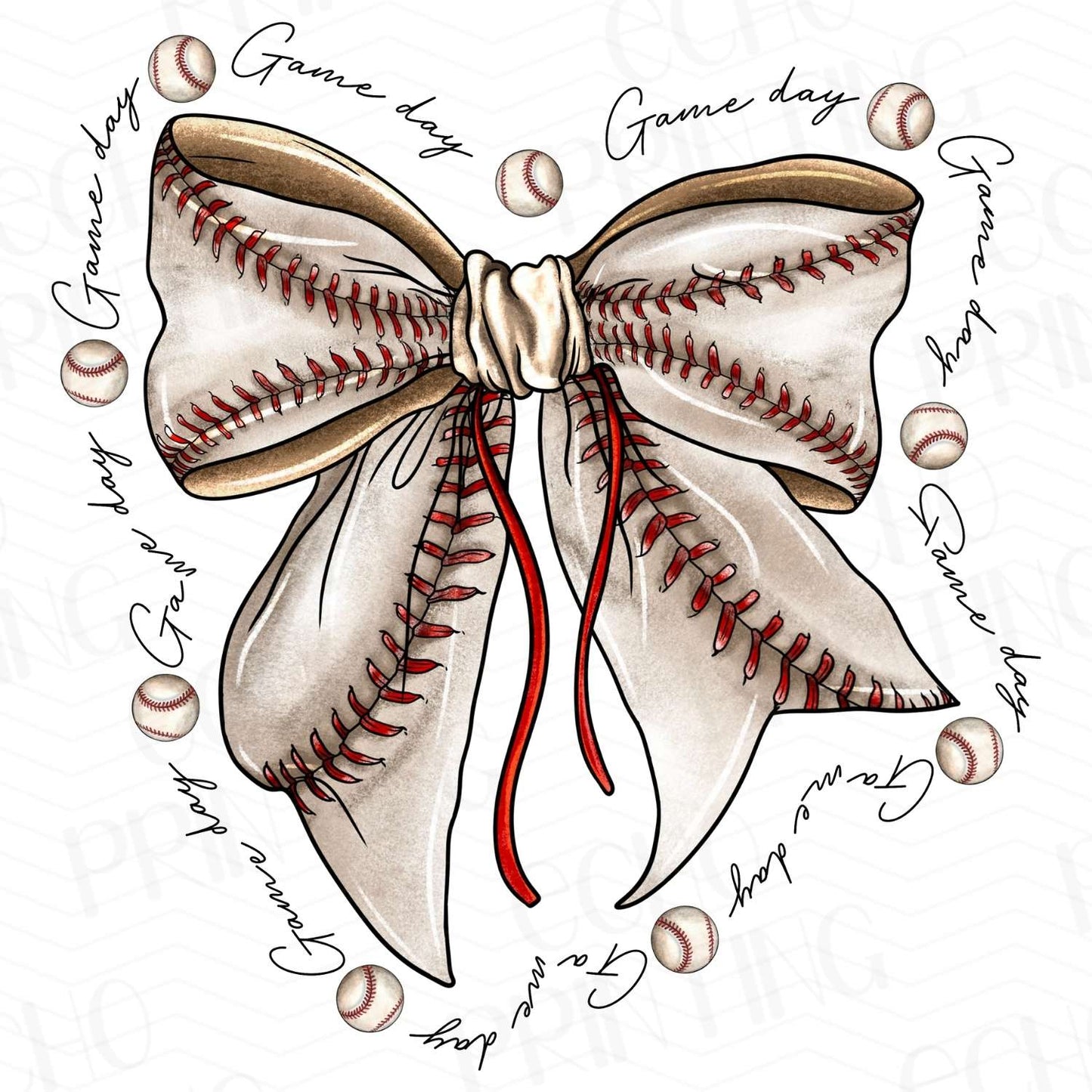 BSB 63 – GAME DAY BOW WITH BASEBALL STITCHES