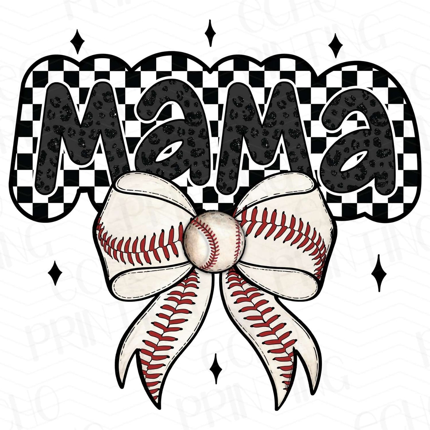 BSB 66 – CHECKERED MAMA WITH BASEBALL BOW