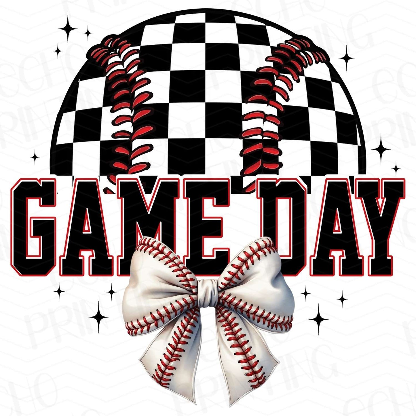 BSB 91 – CHECKERED GAME DAY WITH BASEBALL BOW