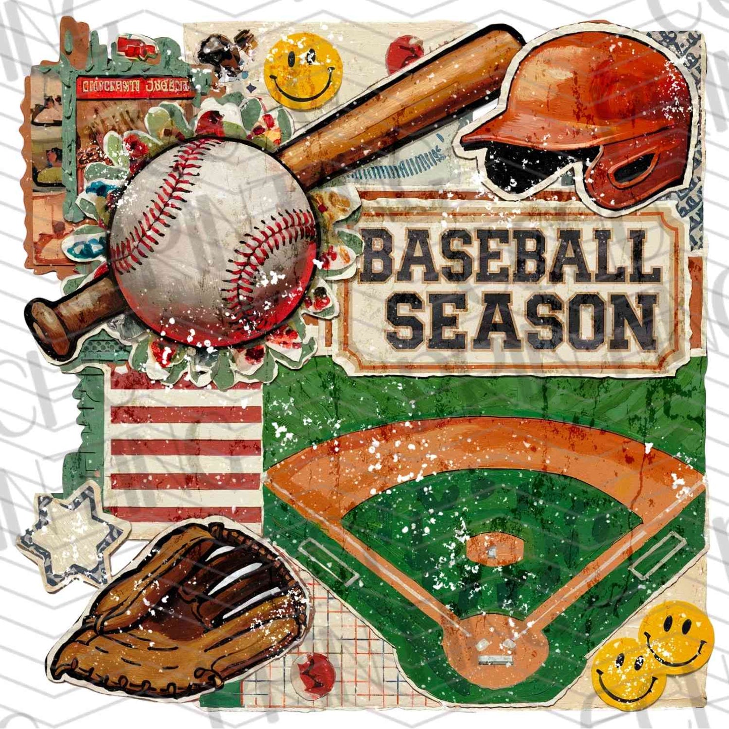 BSBG 14 - VINTAGE BASEBALL SEASON COLLAGE