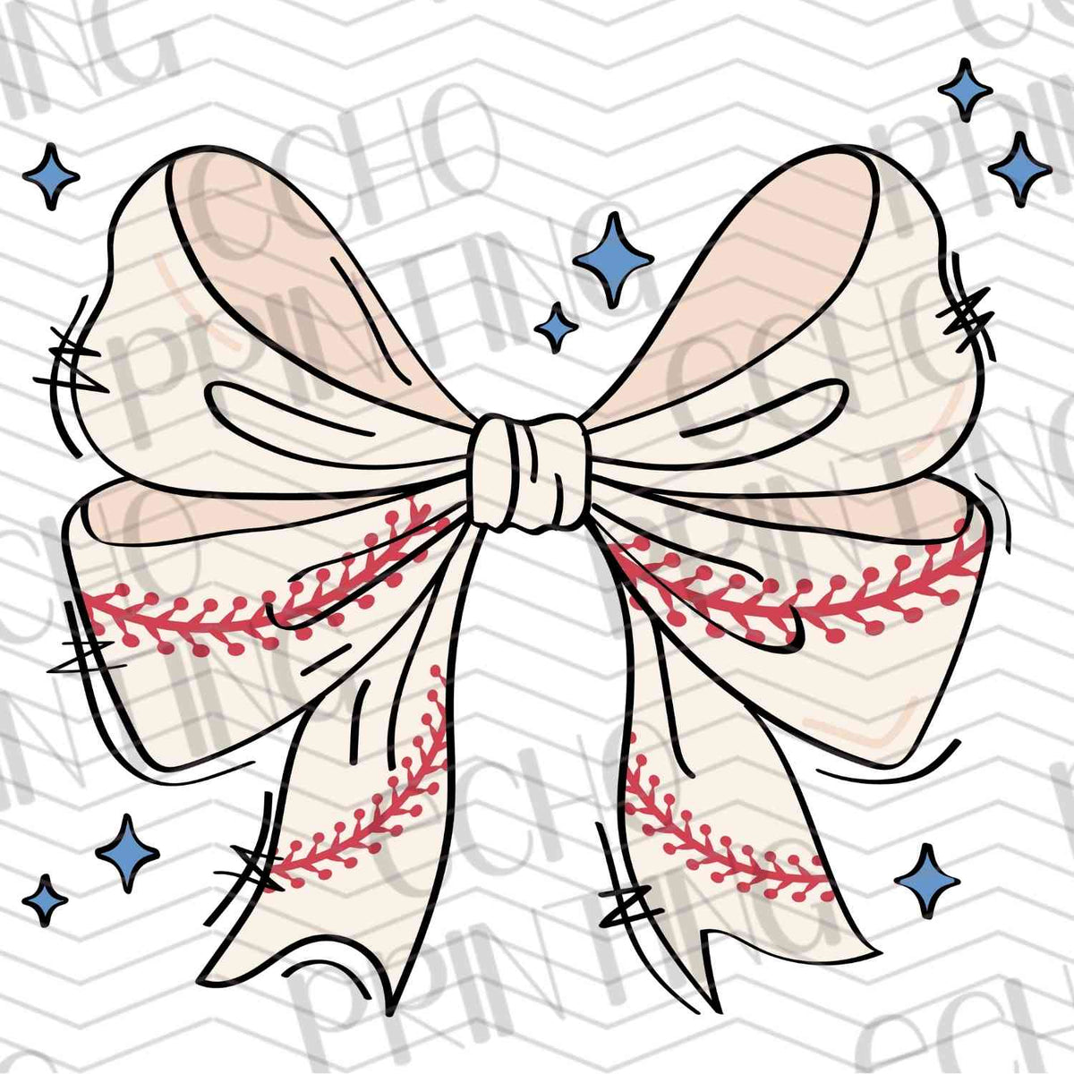BSBG 154 - BASEBALL RIBBON BOW