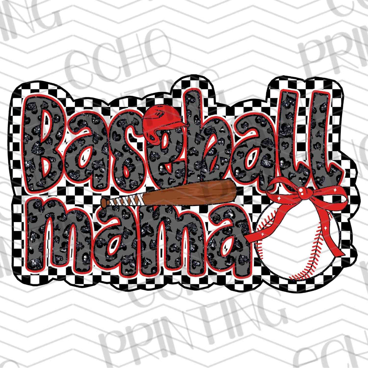 BSBG 163 - BASEBALL MAMA RED CHECK
