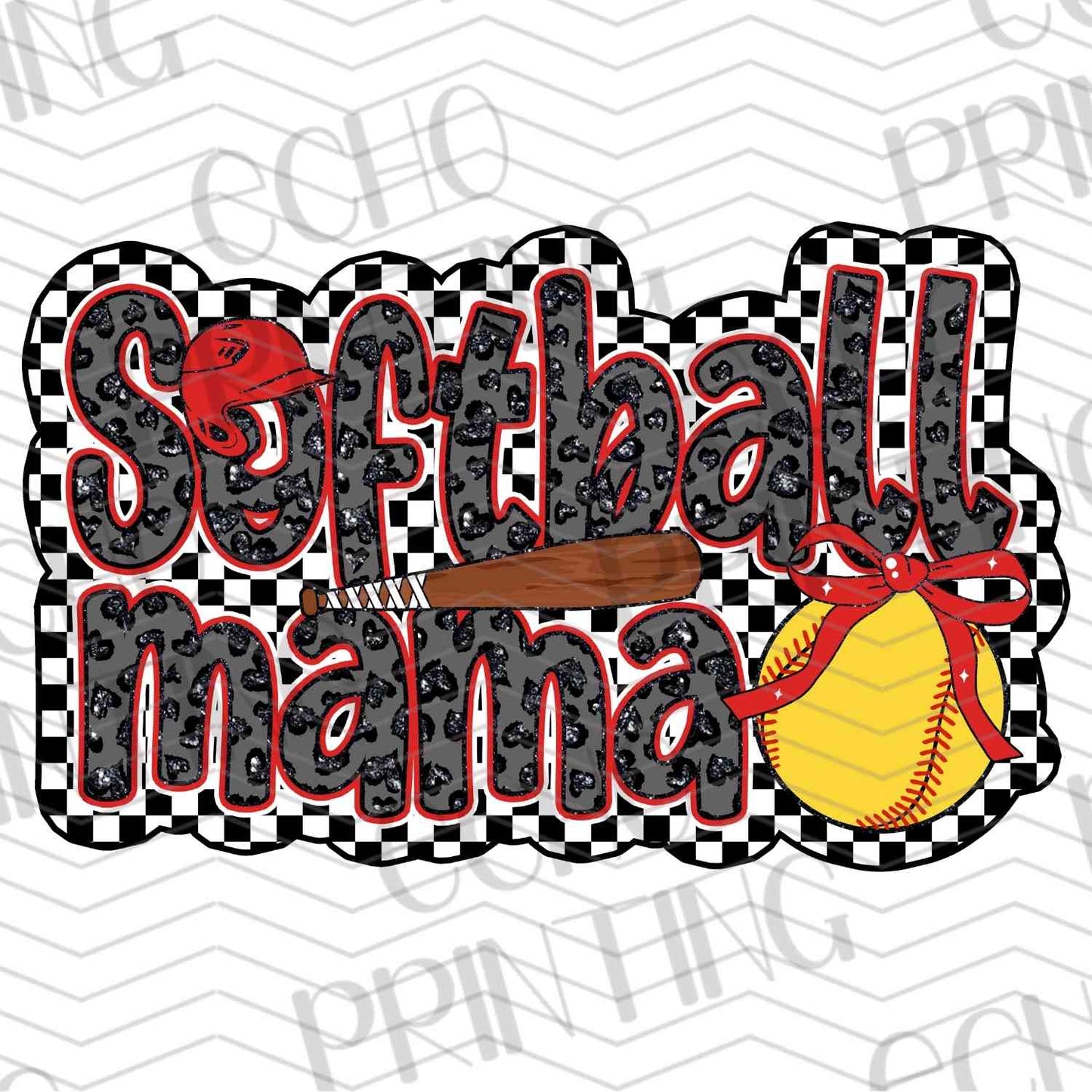 BSBG 164 - SOFTBALL MAMA RED CHECK