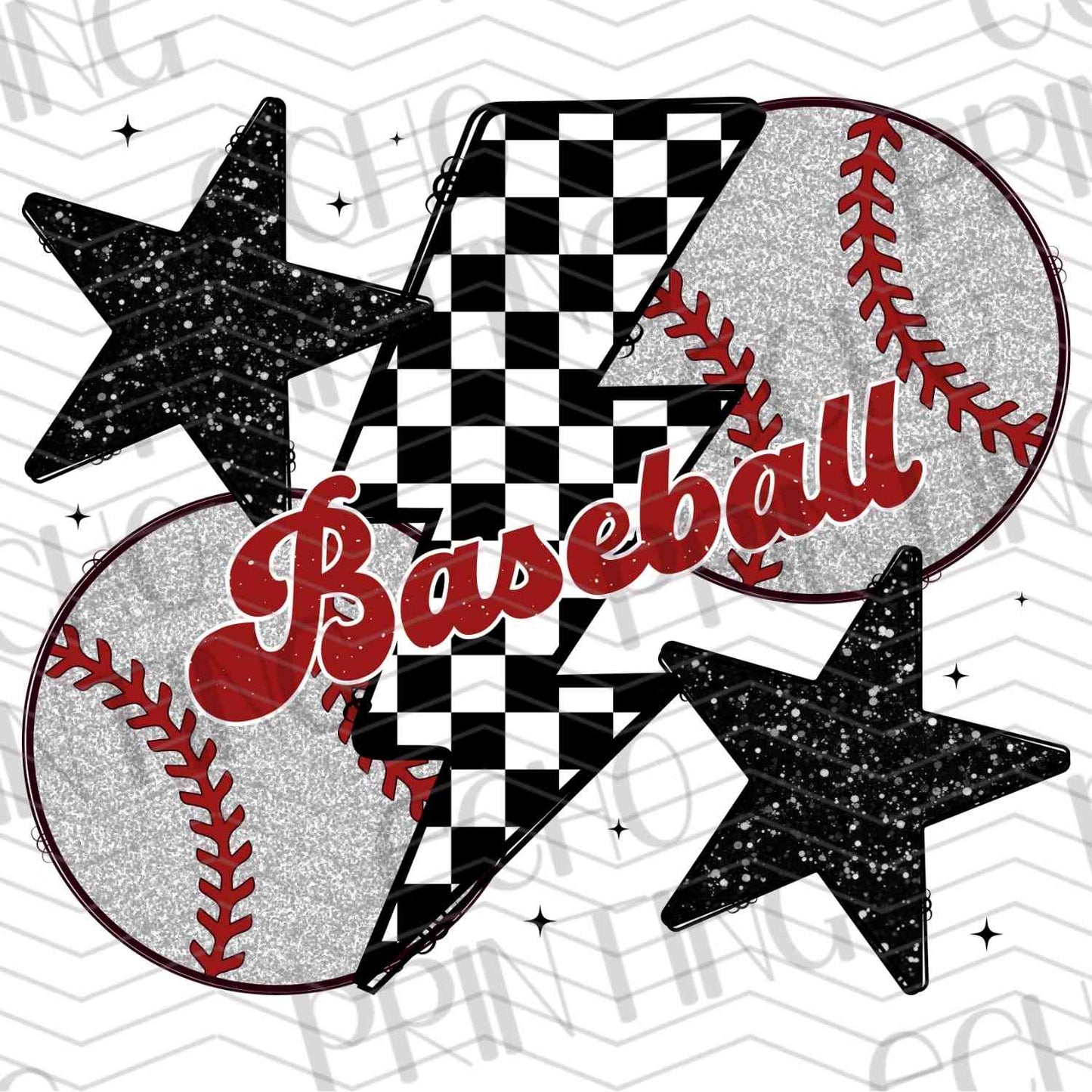 BSBG 232 - BASEBALL WITH CHECKERED STARS