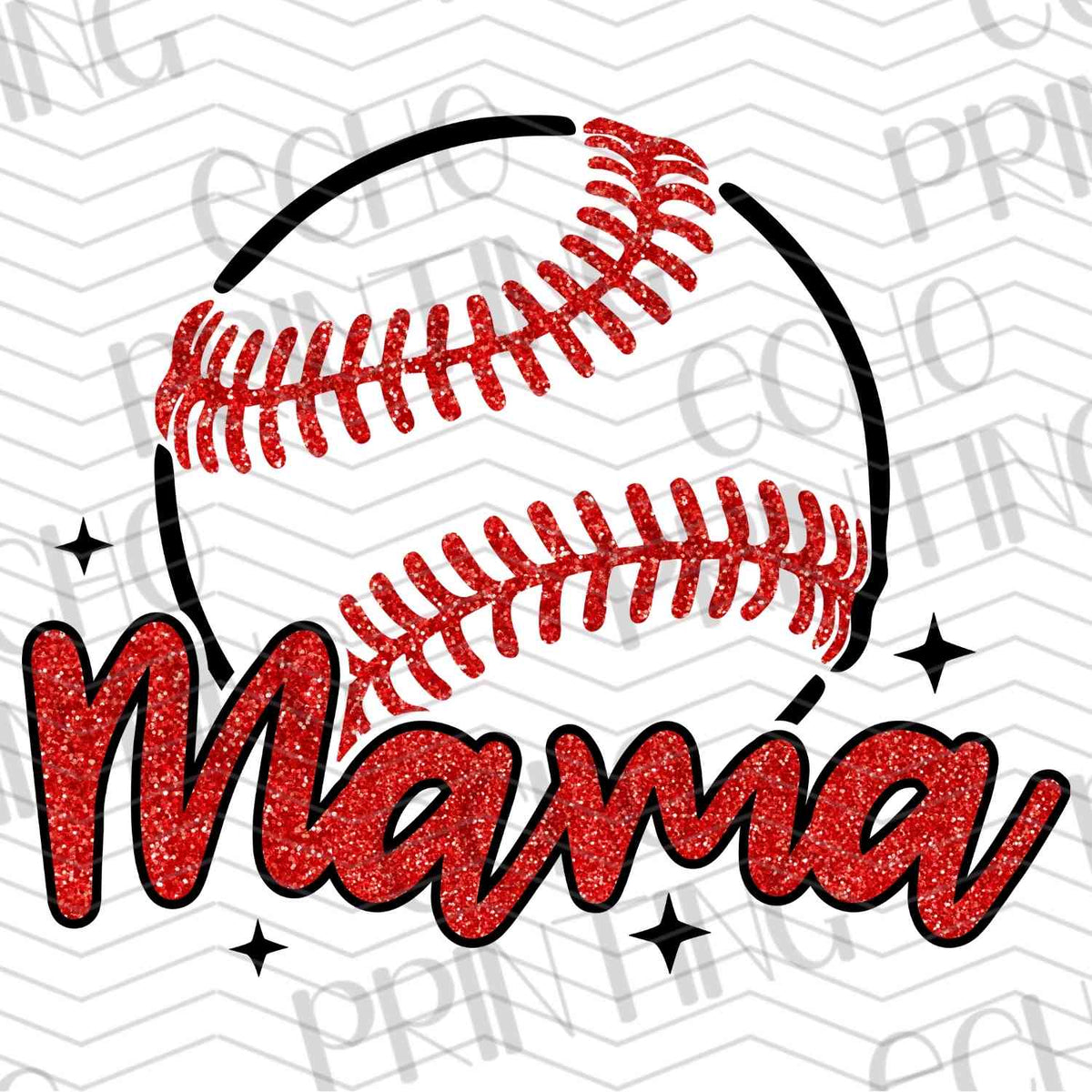 BSBG 233 - RED SPARKLE MAMA BASEBALL