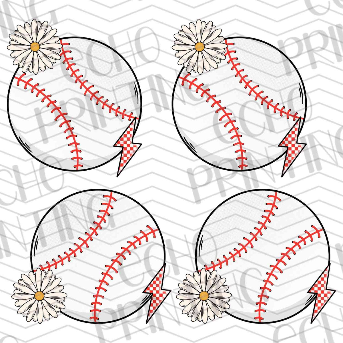 BSBG 237 - BASEBALLS WITH FLOWERS AND STITCHES