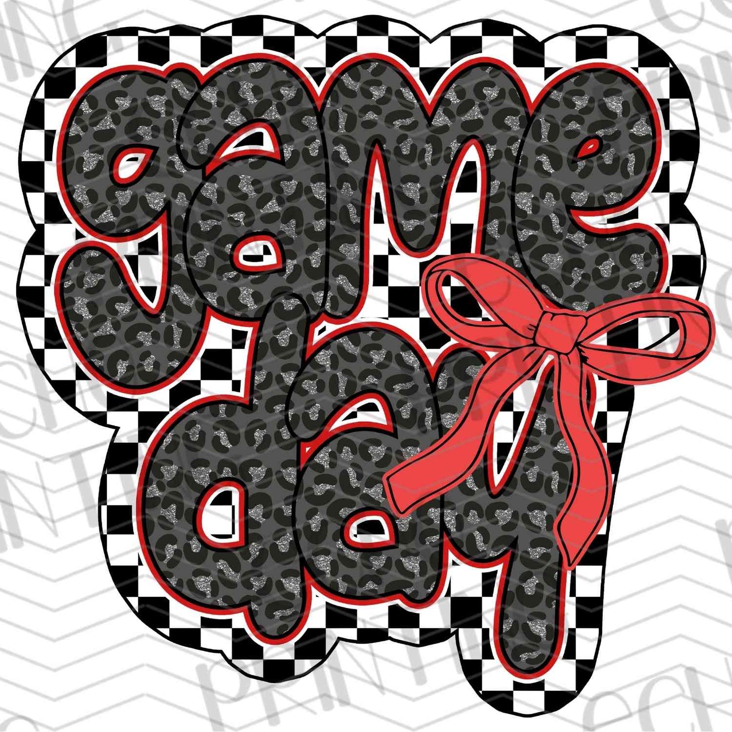 BSBG 41 - LEOPARD CHECKERED GAME DAY WITH BOW