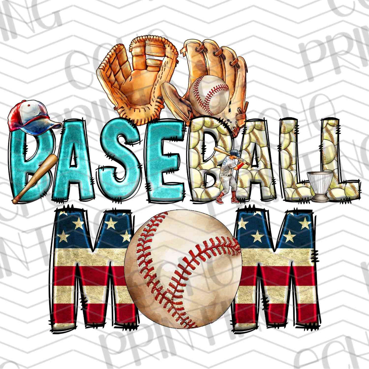 BSBG 57 - PATRIOTIC BASEBALL MOM COLLAGE
