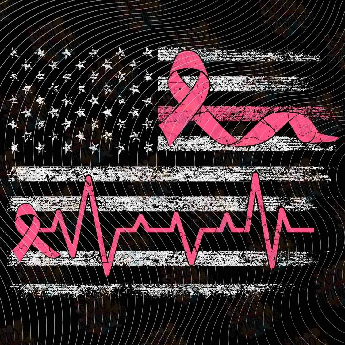 BSCRA 280 - PINK RIBBON FLAG HEARTBEAT