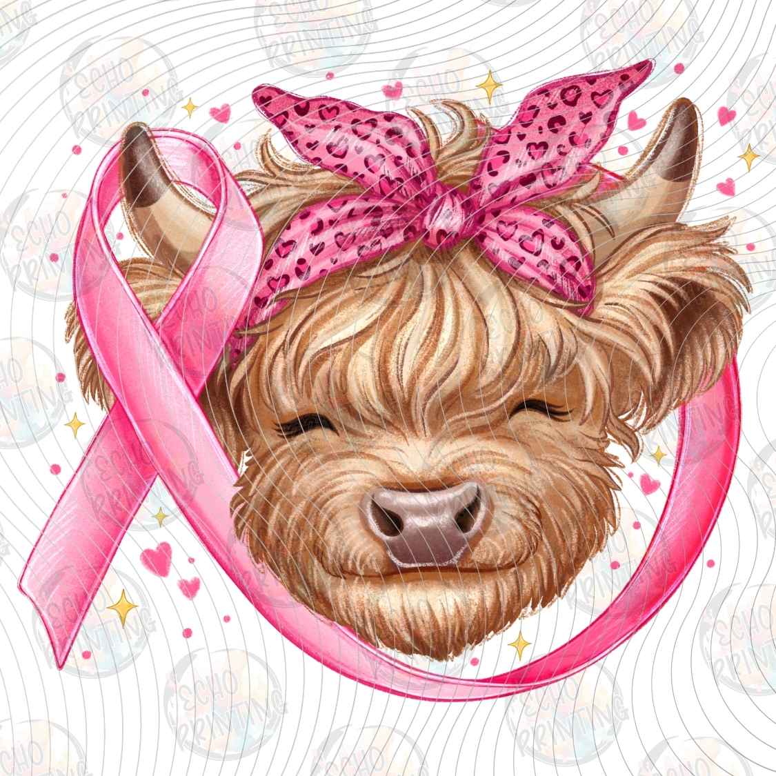 BSCRA 458 - HIGHLAND COW PINK RIBBON