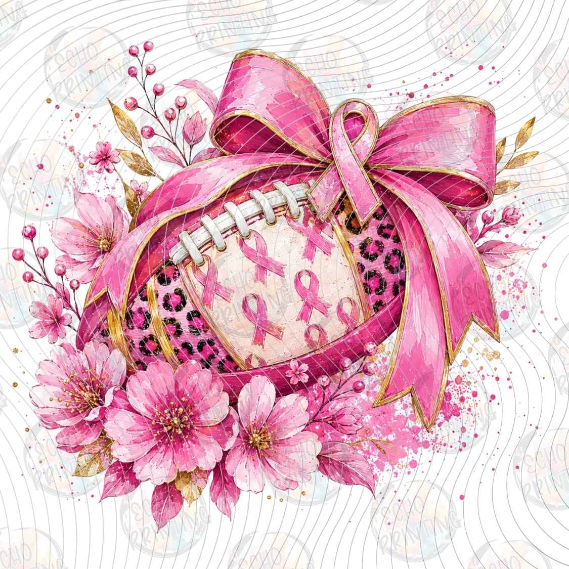 BSCRA 510 - PINK RIBBON FLORAL WREATH