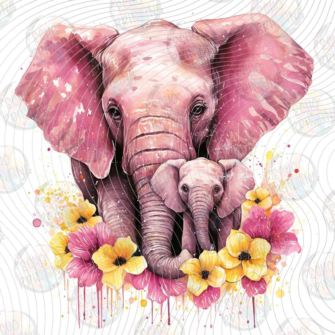 BSCRA 628 - PINK ELEPHANT FLORAL ART