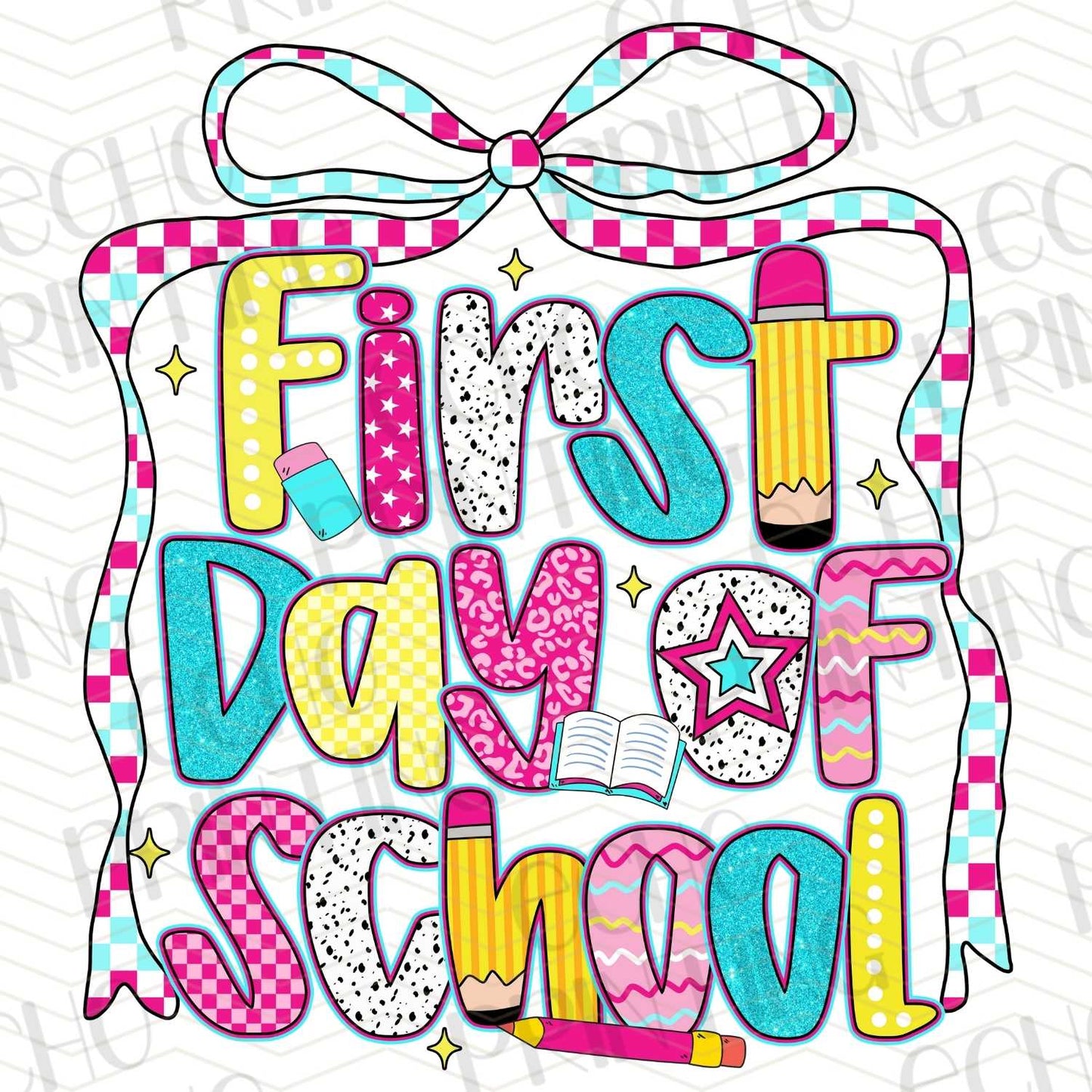 BTSG 105 - FUN SCHOOL LETTERS WITH CHECKERED BOW
