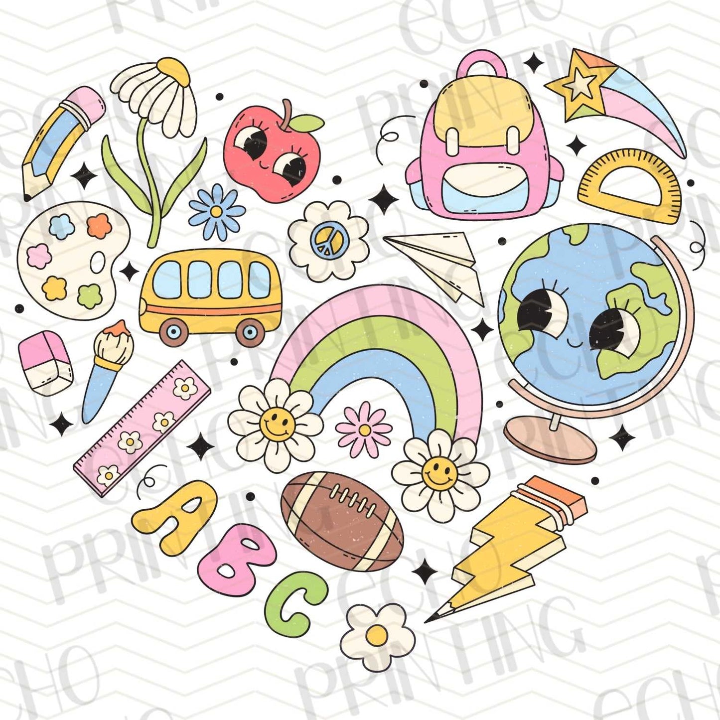 BTS 14 - COLORFUL BACK TO SCHOOL ELEMENTS COLLAGE