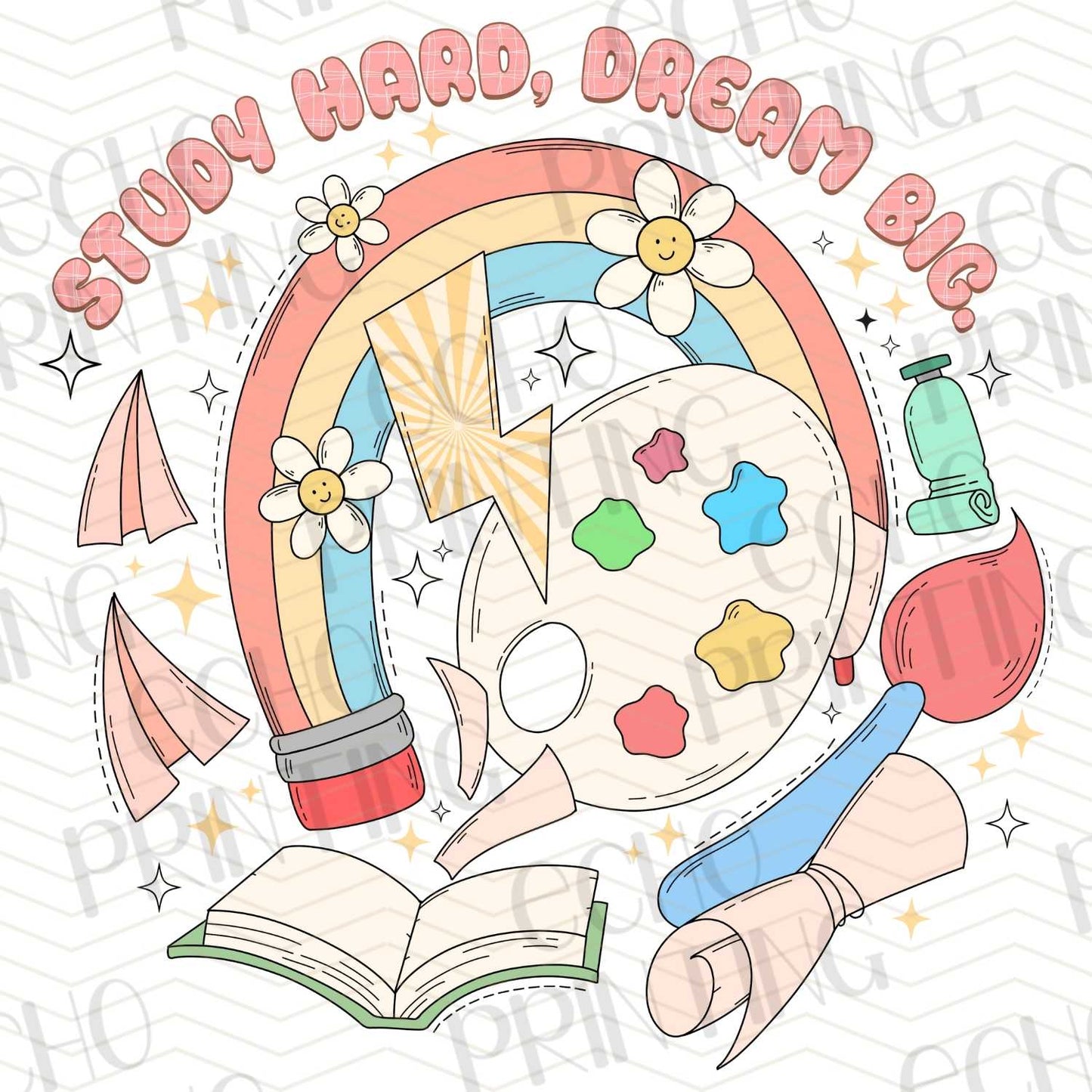 BTS 26 - STUDY HARD DREAM BIG WITH RAINBOW AND BOOKS