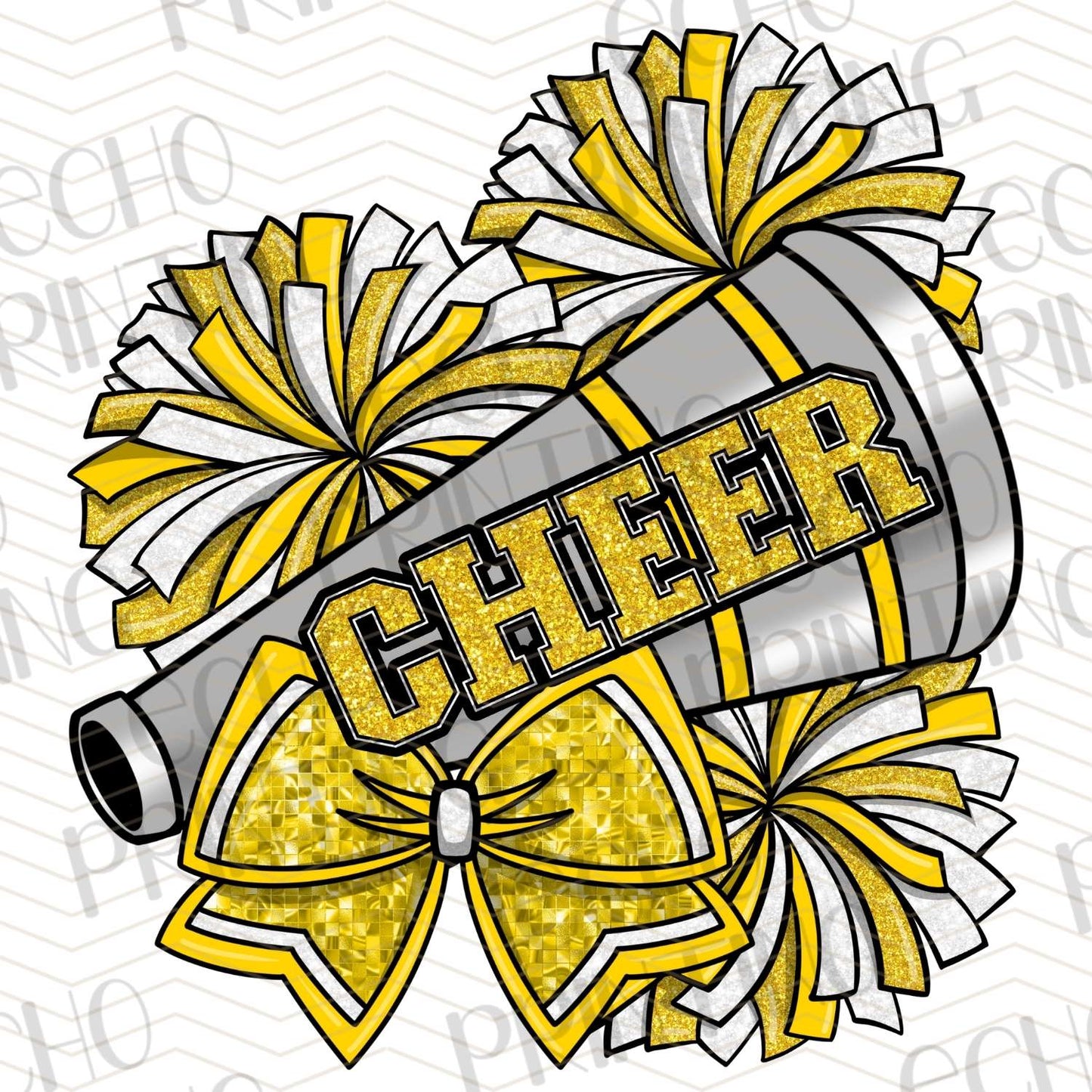 DCNG 17 - GOLD GLITTER POM AND MEGAPHONE