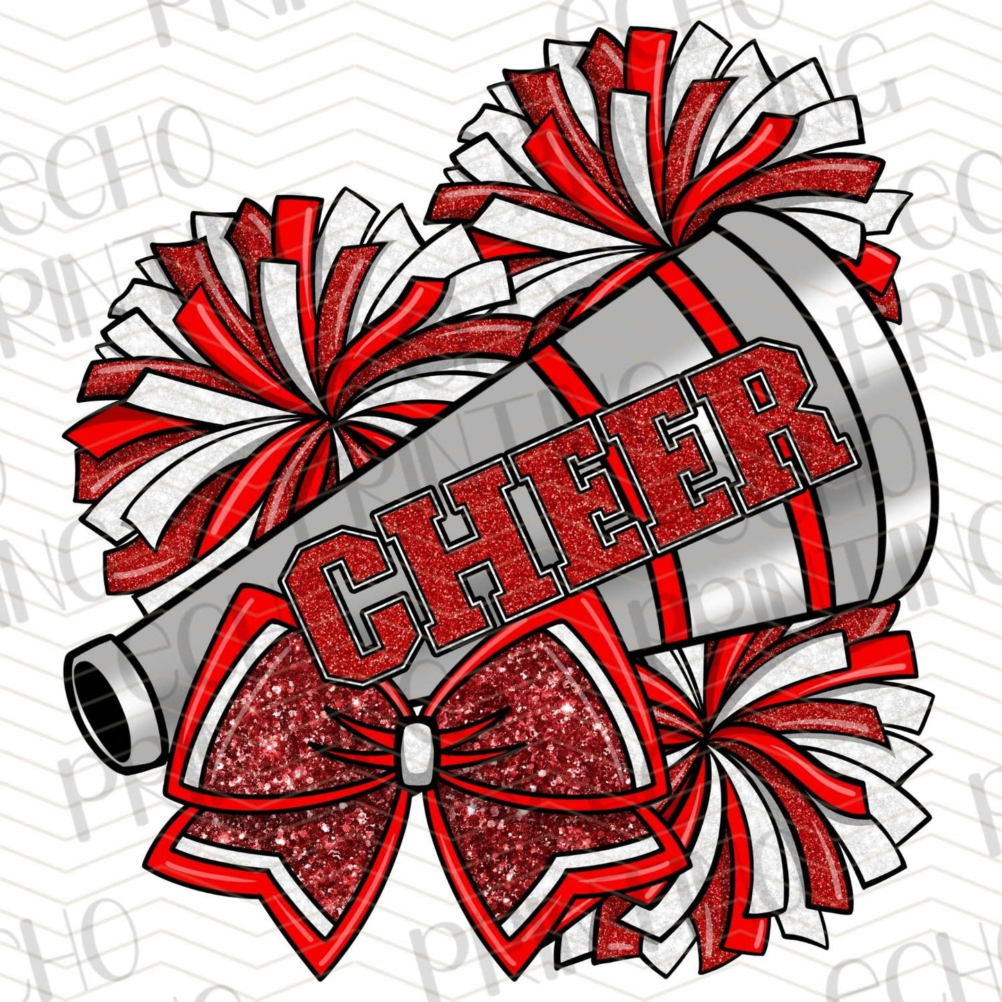 DCNG 26 - RED GLITTER POM AND MEGAPHONE