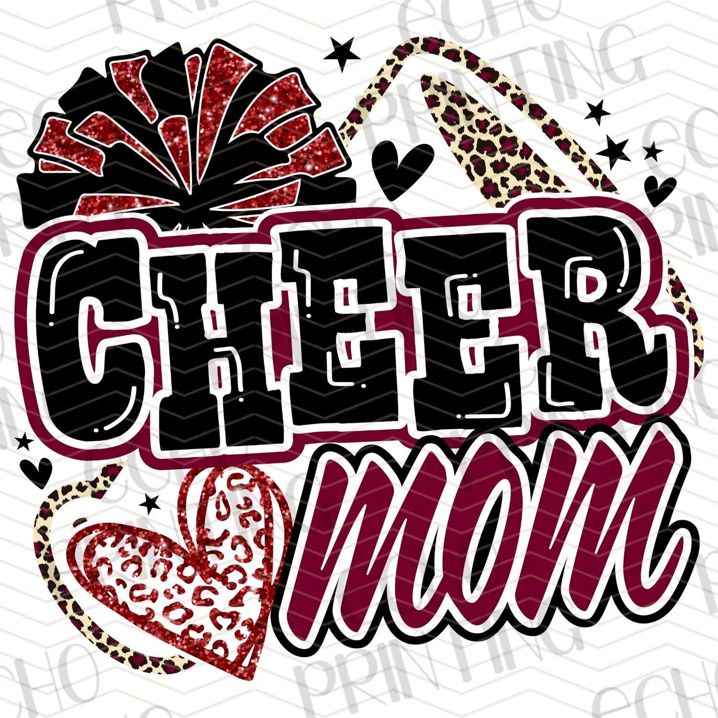 DCNG 49 - RED BLACK HEARTS CHEER MOM