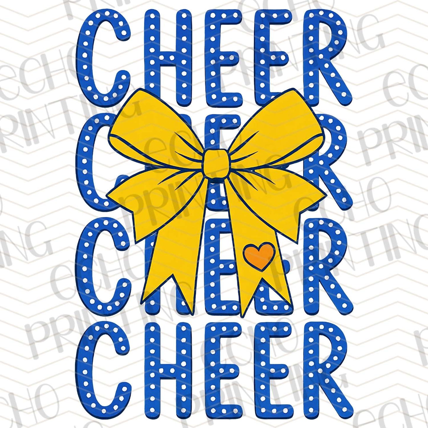 DCNG 7 - STACKED CHEER TEXT WITH YELLOW BOW