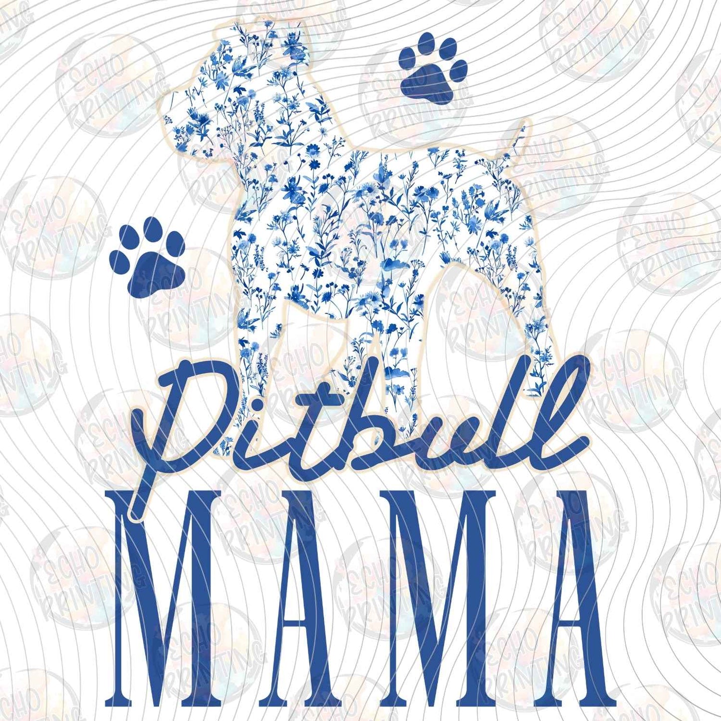 DOG 137 - PITBULL MAMA BLUE FLORAL
