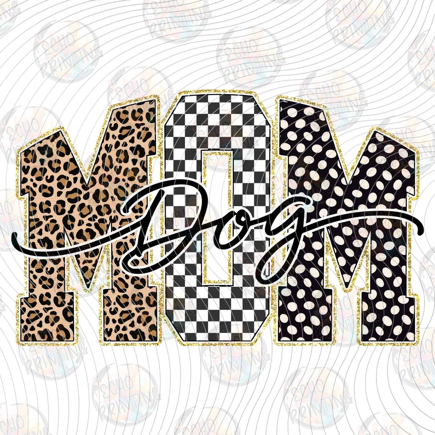DOG 152 - DOG MOM CHECKERBOARD BOW