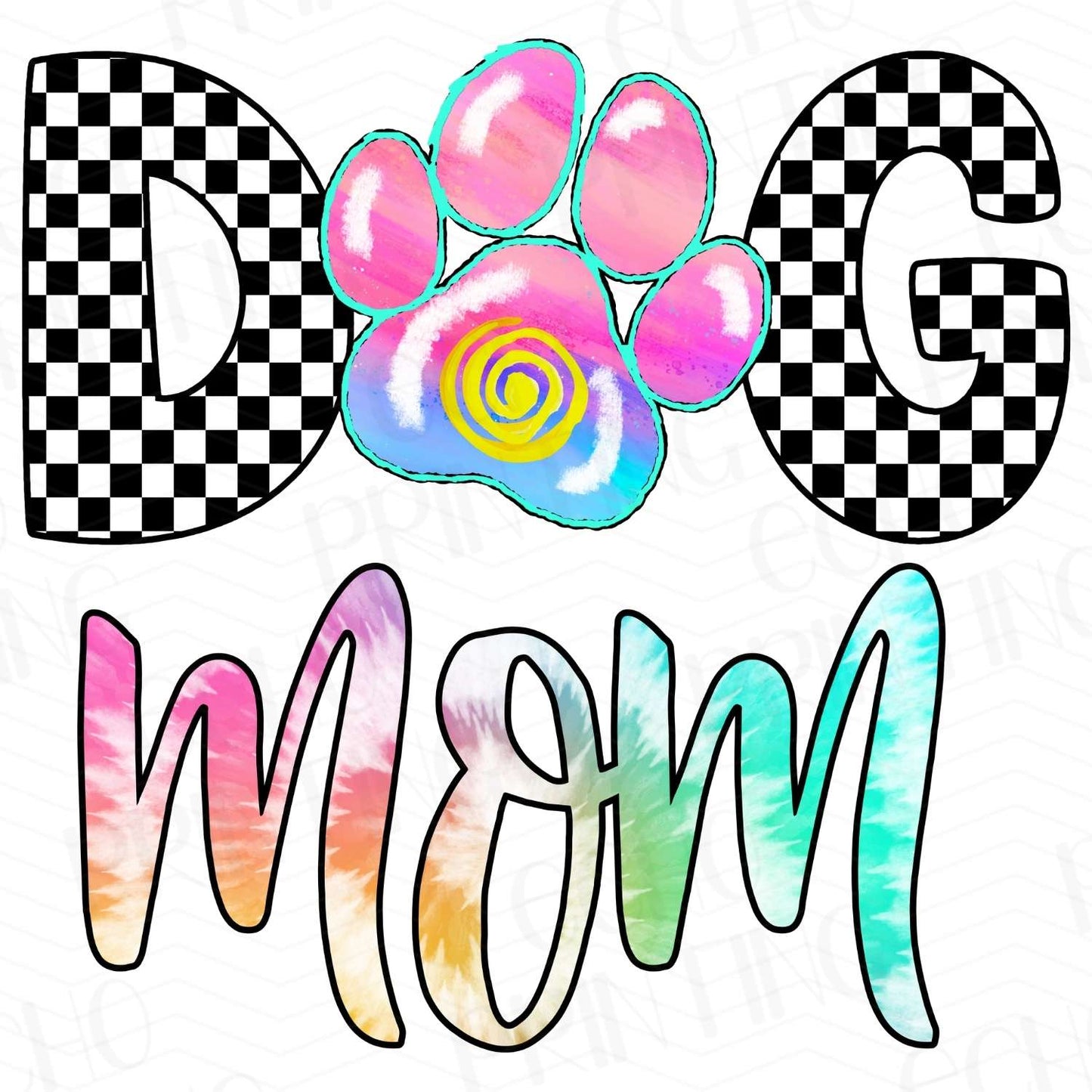 DG 32 - DOG MOM CHECKERED RAINBOW