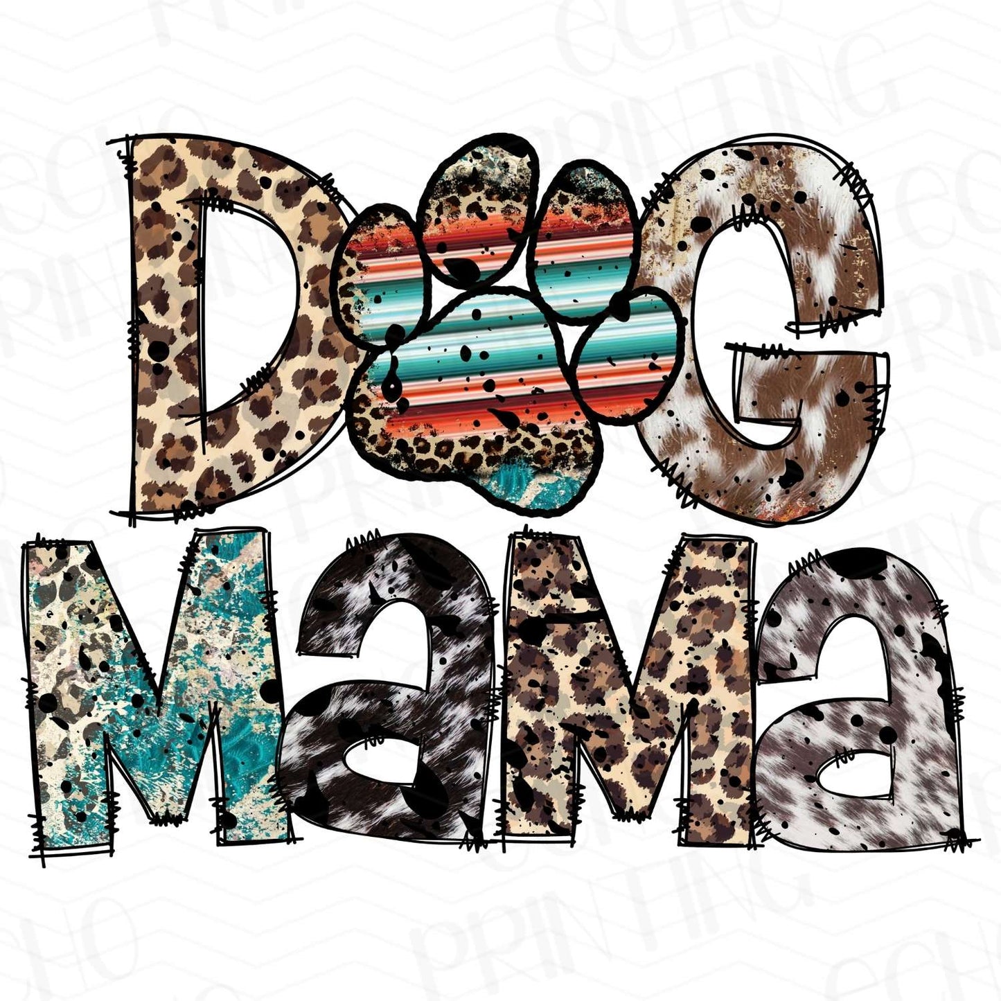 DG 36 - DOG MAMA LEOPARD AND TEAL STRIPES