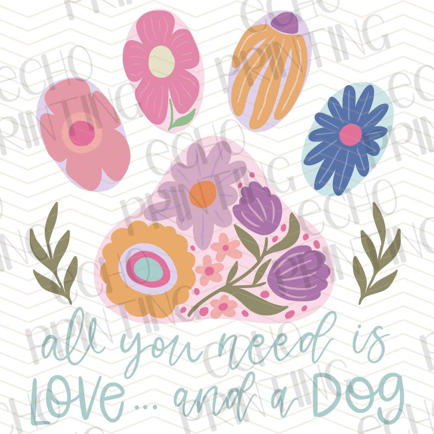 DG 59 - ALL YOU NEED IS LOVE AND A DOG FLOWERS
