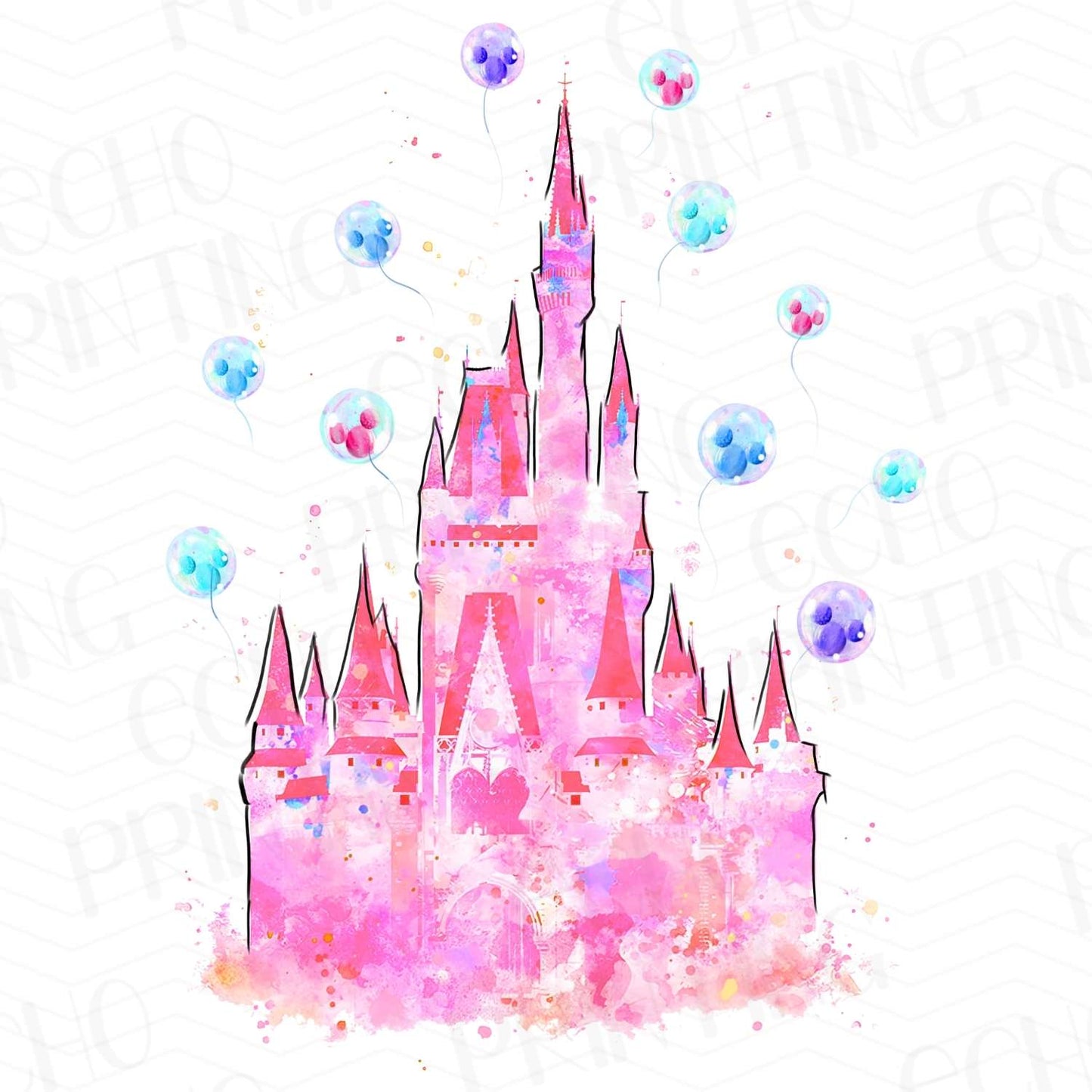 DSN 30 - PINK CASTLE WATERCOLOR STYLE