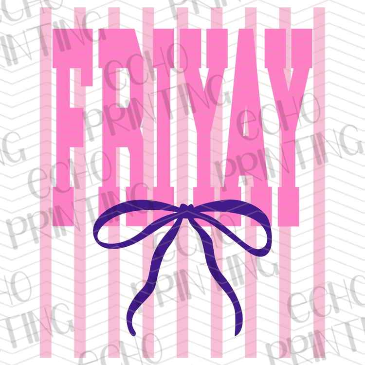 EDCTR 557 - FRIYAY PINK STRIPES WITH PURPLE BOW