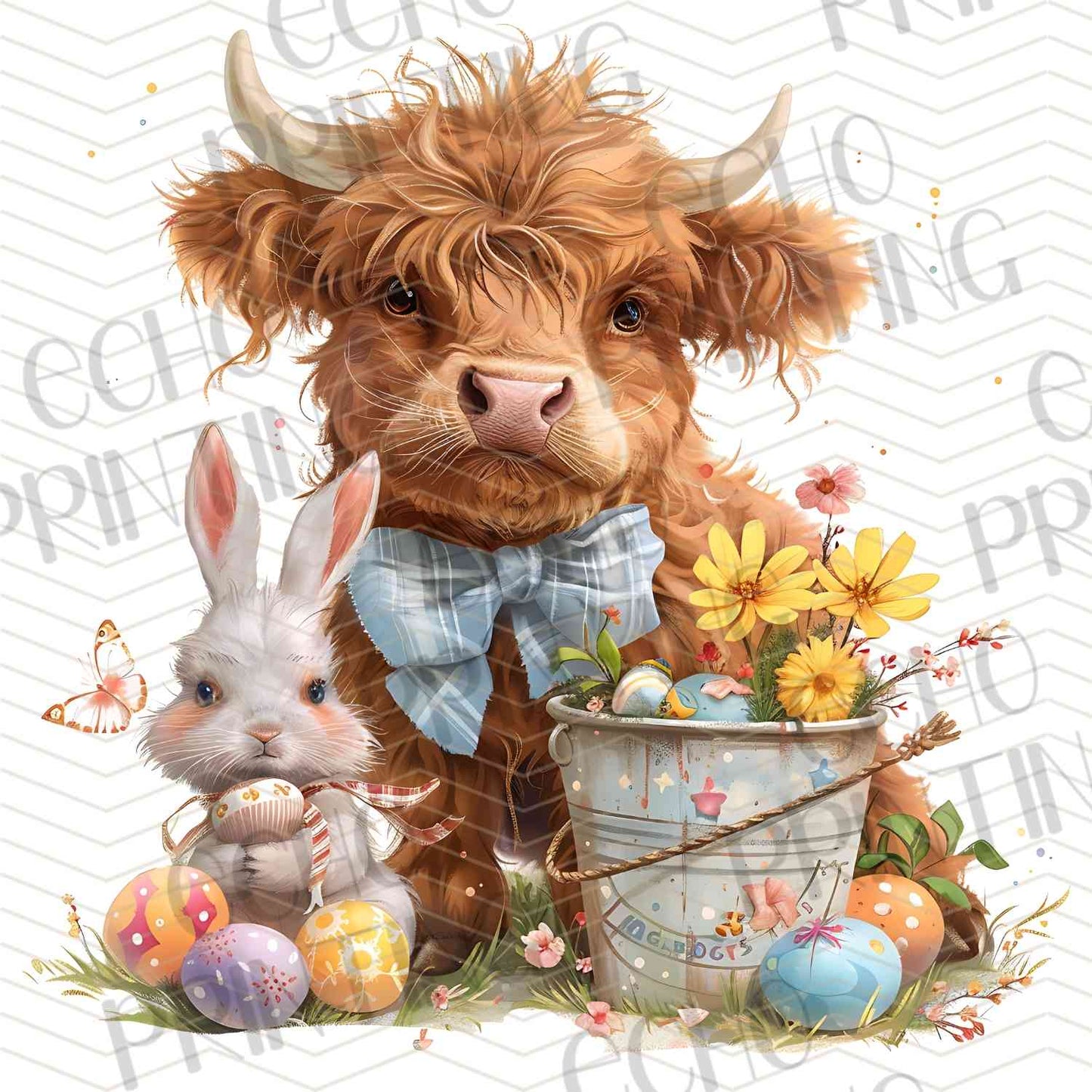 ESTRG 297 - HIGHLAND COW SPRING FLOWERS