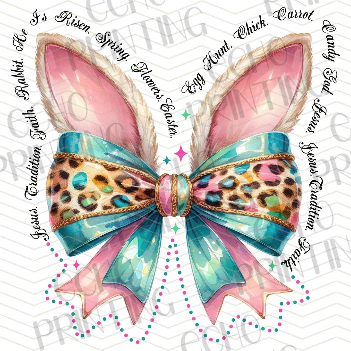 ESTRG 348 – LEOPARD FLORAL BUNNY BOW