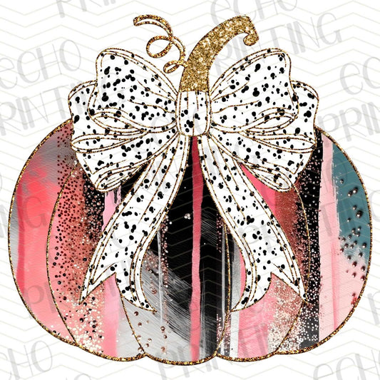 FLTK 234 – DISTRESSED PEACH & TEAL PUMPKIN WITH BOW