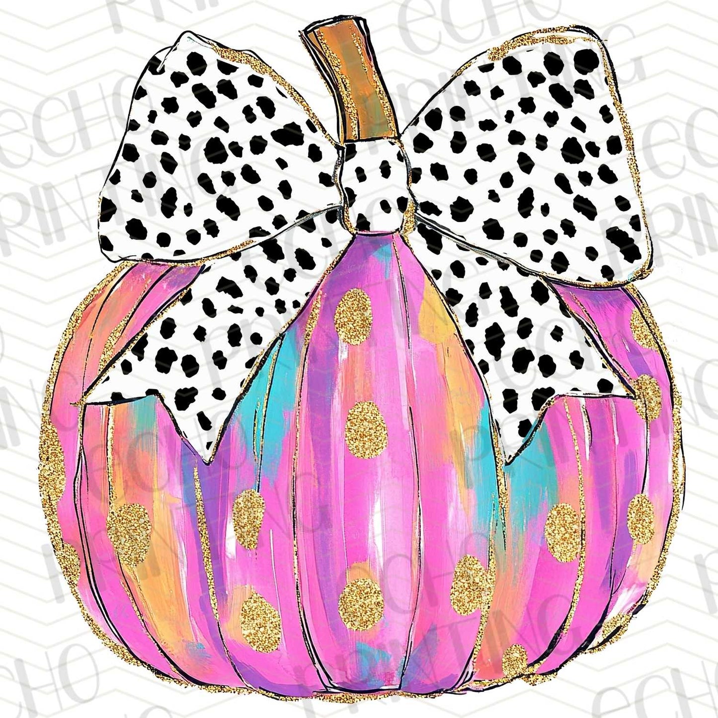 FLTK 249 – BRIGHT PINK AND GOLD PUMPKIN WITH BOW