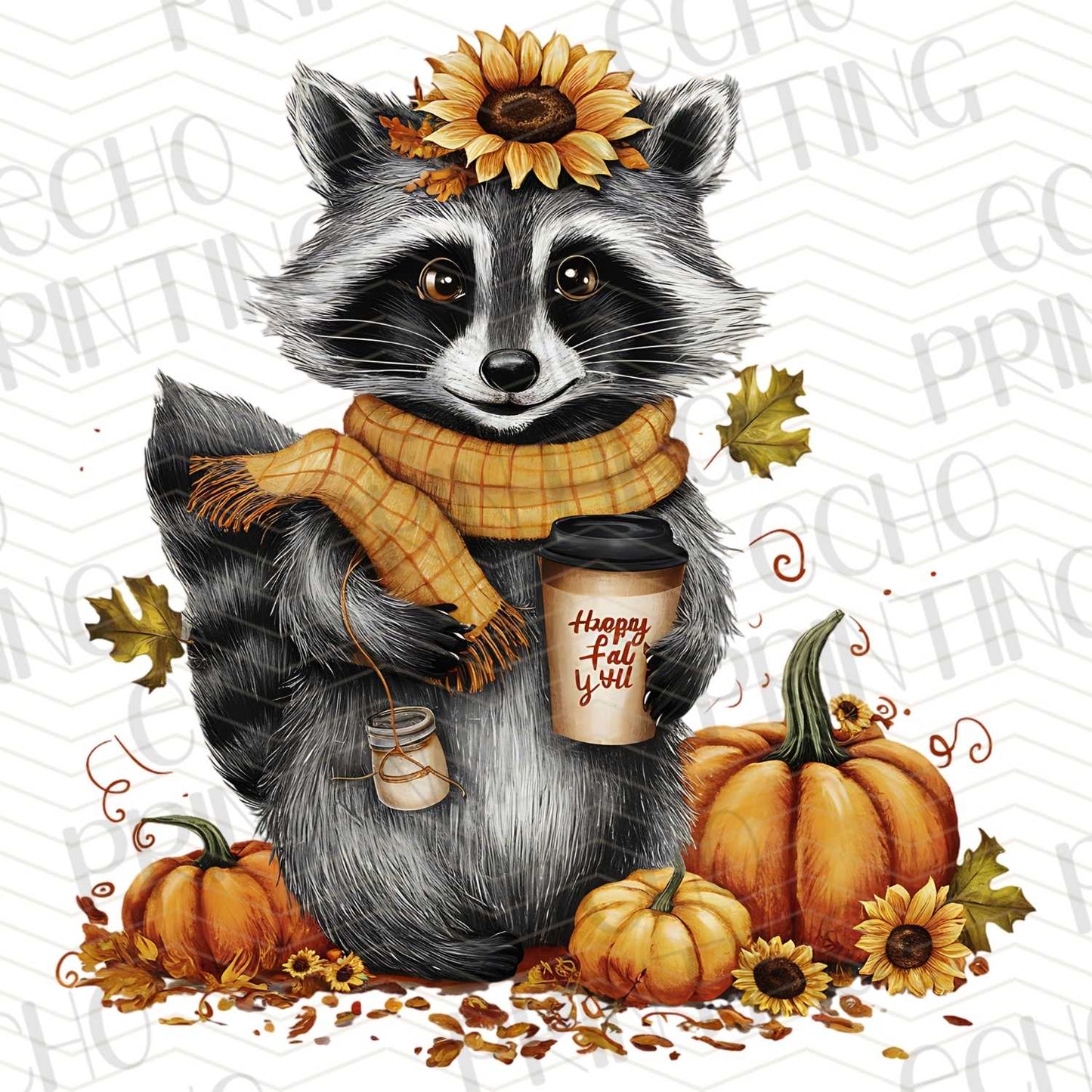 FLTK 269 – CUTE RACCOON WITH COFFEE & PUMPKINS