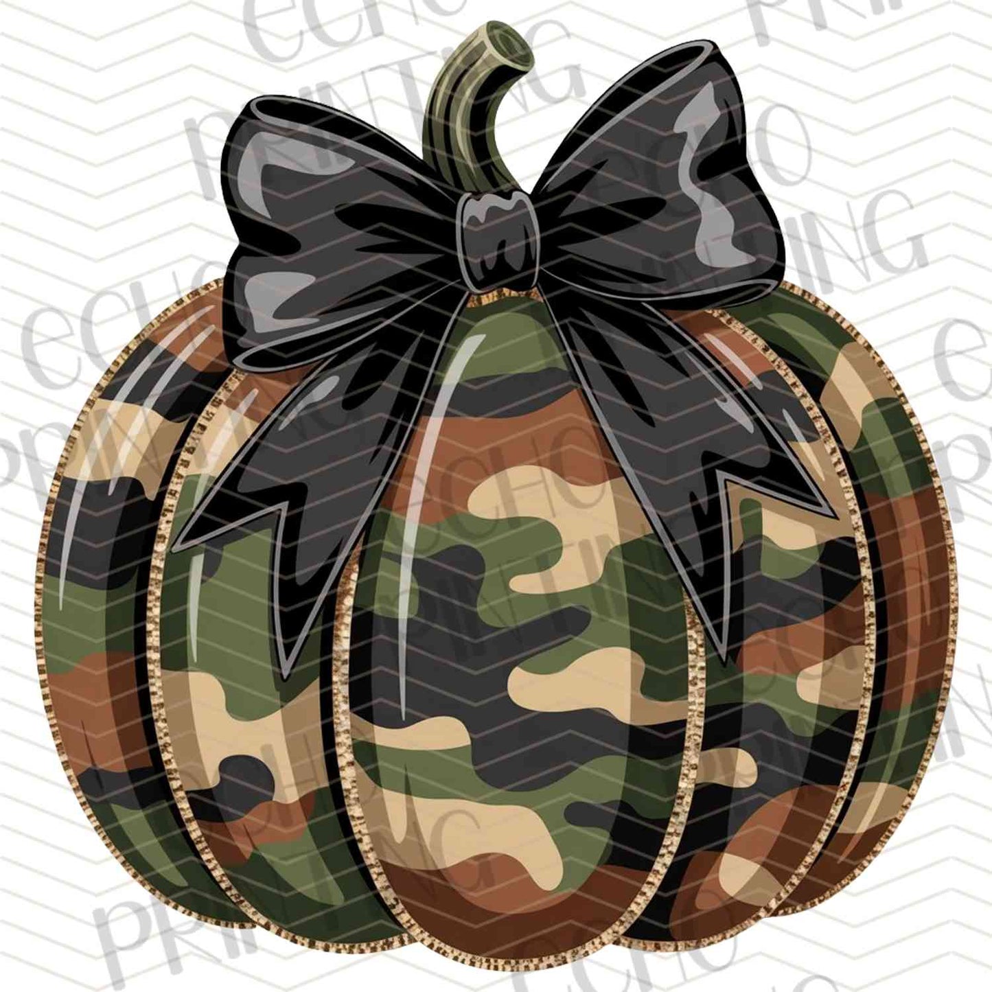 FLTK 456 – CAMO PUMPKIN WITH BLACK BOW