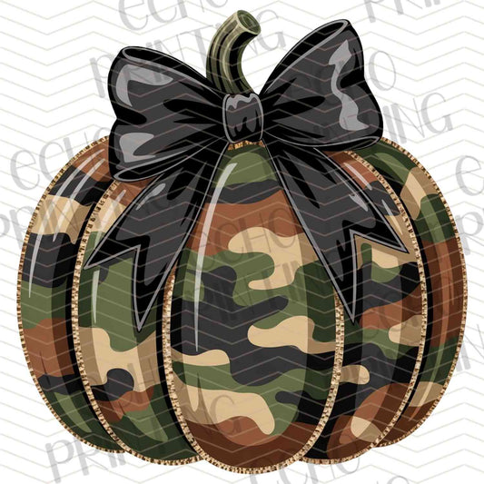 FLTK 456 – CAMO PUMPKIN WITH BLACK BOW