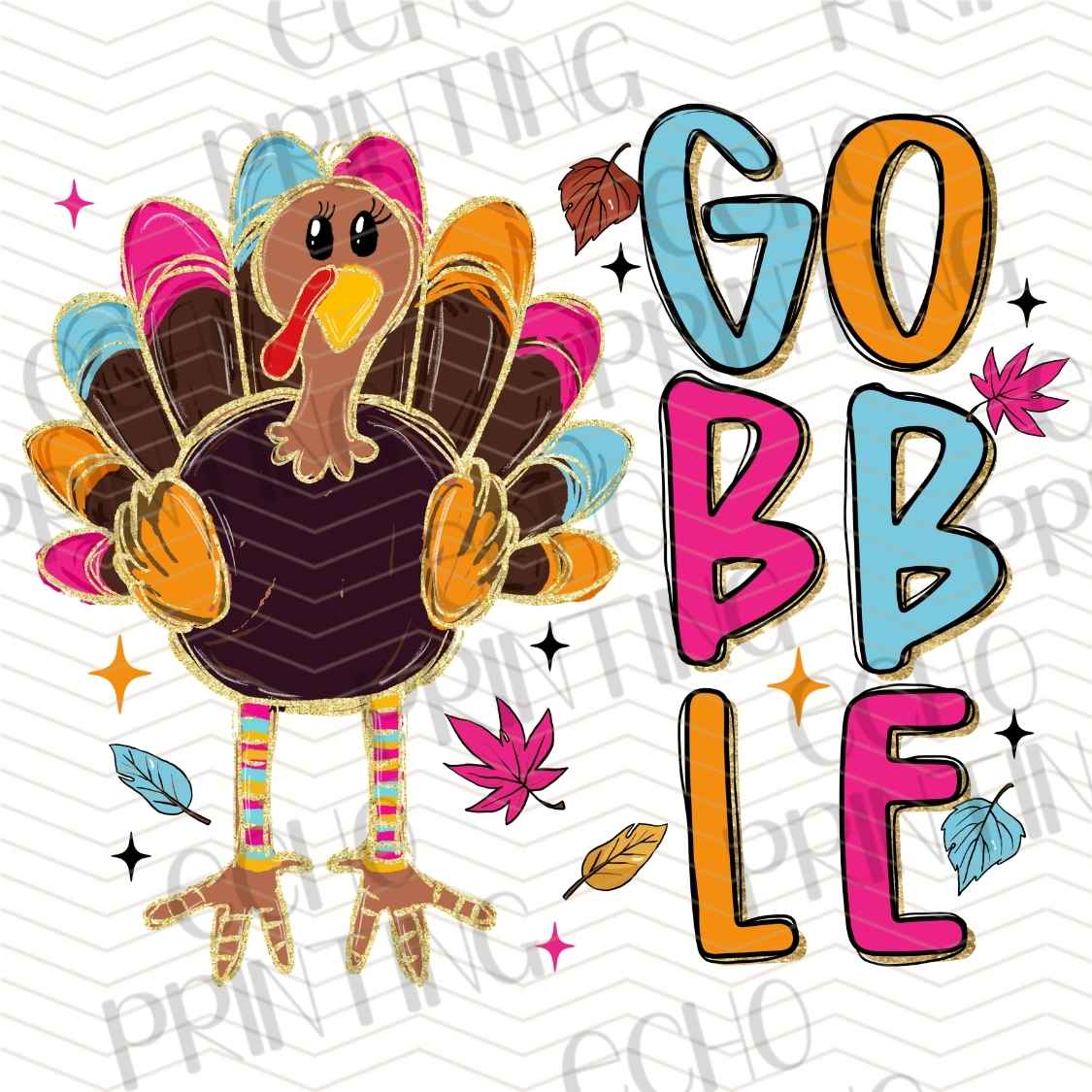 FLTK 638 - GOBBLE TURKEY RETRO LETTERING