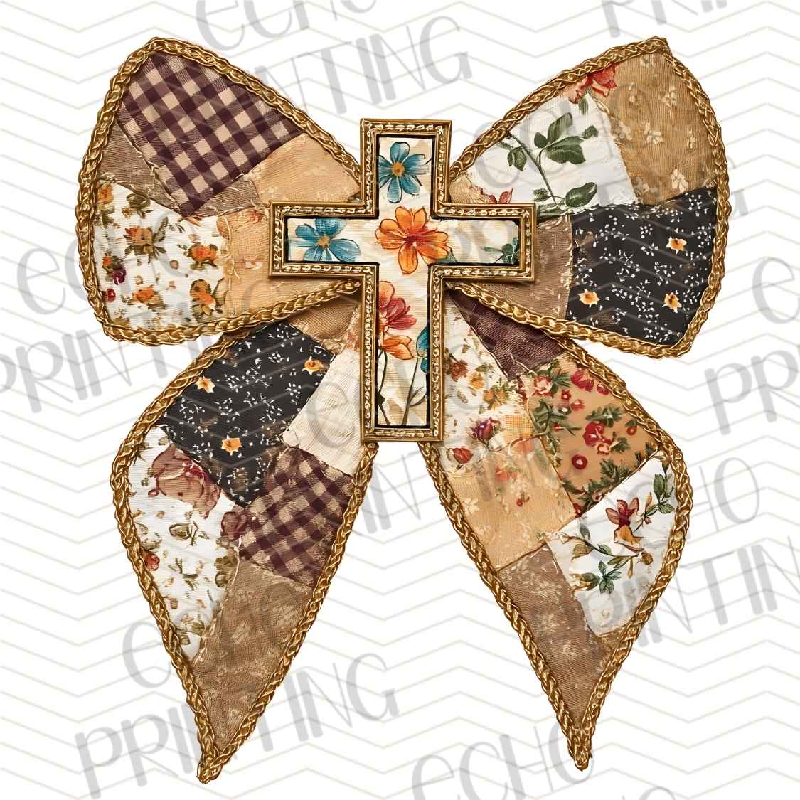 FLTK 740 - PATCHWORK CROSS AUTUMN BOW