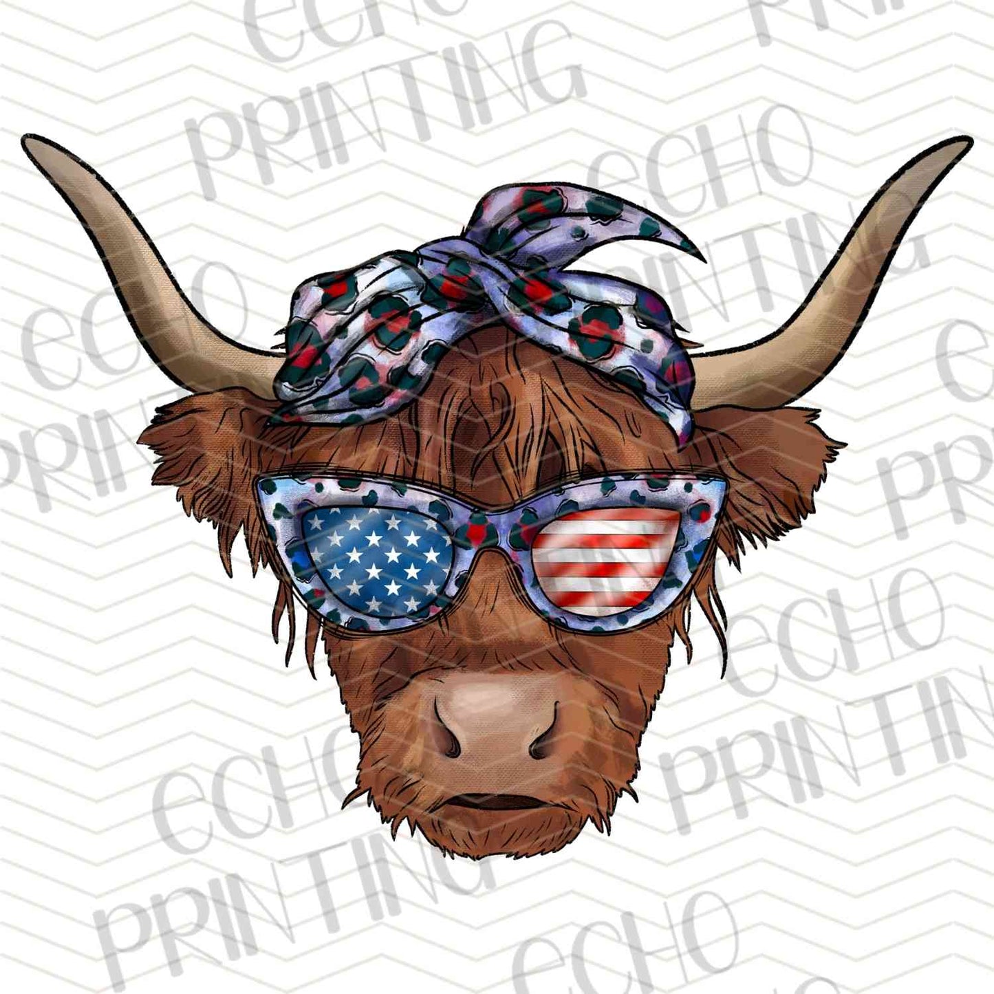 FOJG 461 - PATRIOTIC HIGHLAND COW